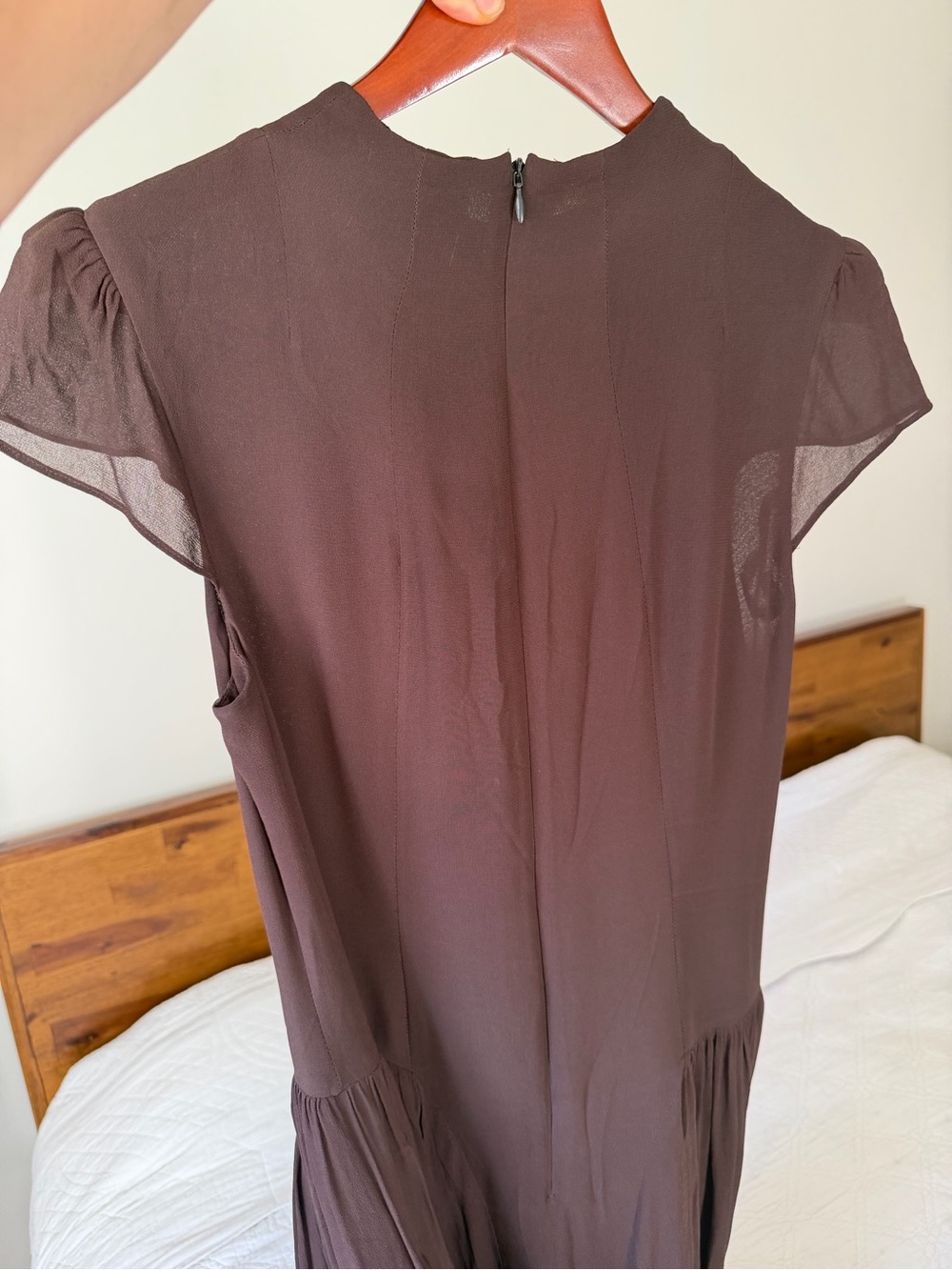 Reformation Chocolate Brown Short-Sleeve Midi Dress